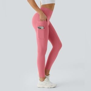 High waisted double pockets, leggings pink